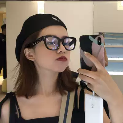 Korean vintage classic black thick-rimmed glasses female Harajuku square round face plain decoration plain myopia frame