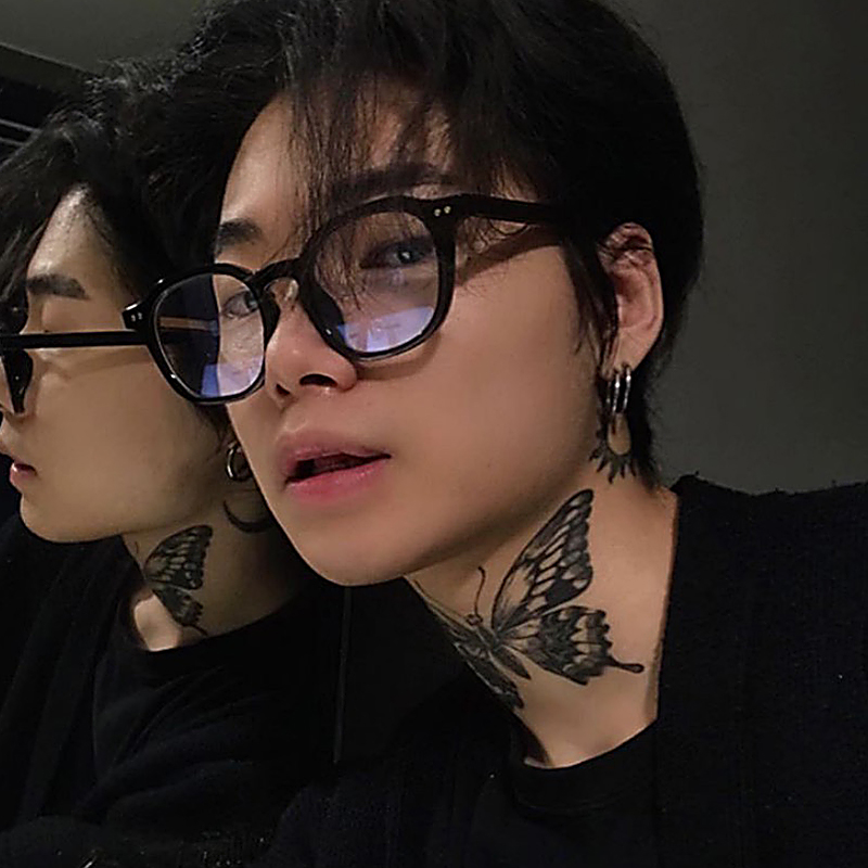 Polygon anti-blue light makeup black-framed glasses Korean version of the tide fashion men with myopia degree flat glasses frame women