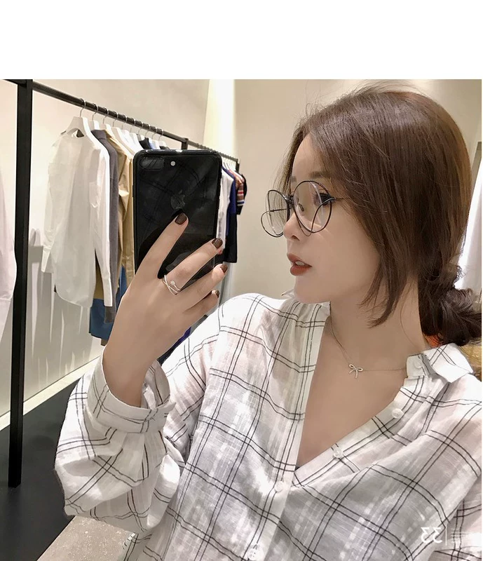 Lin Shanshan phiên bản tiếng Hàn của khung kim loại tròn retro gương phẳng văn học nam nữ thiết kế âm thanh nổi kính khung thủy triều kính nam