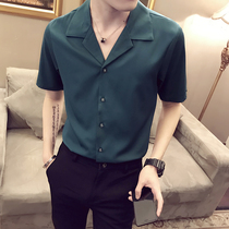 Summer short sleeve shirt men Korean trend social spirit guy inch shirt hair stylist Tide brand Slim ice shirt