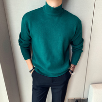 2021 autumn and winter New half turtleneck long sleeve sweater mens leisure loose base shirt Korean trend mens sweater