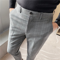 2022 new spring Thousand Birds Plaid Western Pants Mens Body Small Feet Casual Pants Men Long Pants Business West Dress Pants