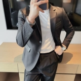 Полиуретановый пиджак классического кроя, мужской трендовый костюм для отдыха, изысканный стиль, облегающий крой, в корейском стиле