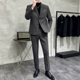 Шерстяной костюм, осенний демисезонный приталенный комплект, пиджак классического кроя для отдыха, изысканный стиль