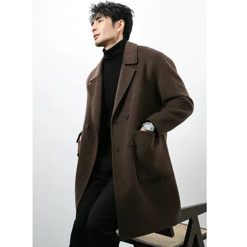 Качественное двусторонное кашемировое длинное демисезонное пальто для мальчиков, комфортный плащ