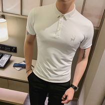 Summer lapel polo shirt mens short sleeve T-shirt Korean fashion fashion British style base shirt casual slim top body shirt