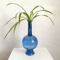 Imitation Song Nestling Blue Vase Diameter Bottle Frosted Glass Florator Transparent Net Bottle Chinese Retro Civilian Book House Pendulum
