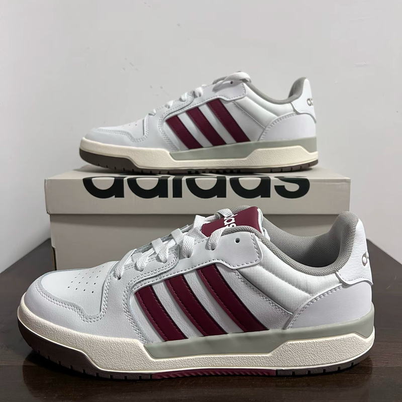 Adidas Youthful Casual Versatile Non-Slip Wear-Resistant Low-Top Casual Sneakers Unisex White and Red Fw3462