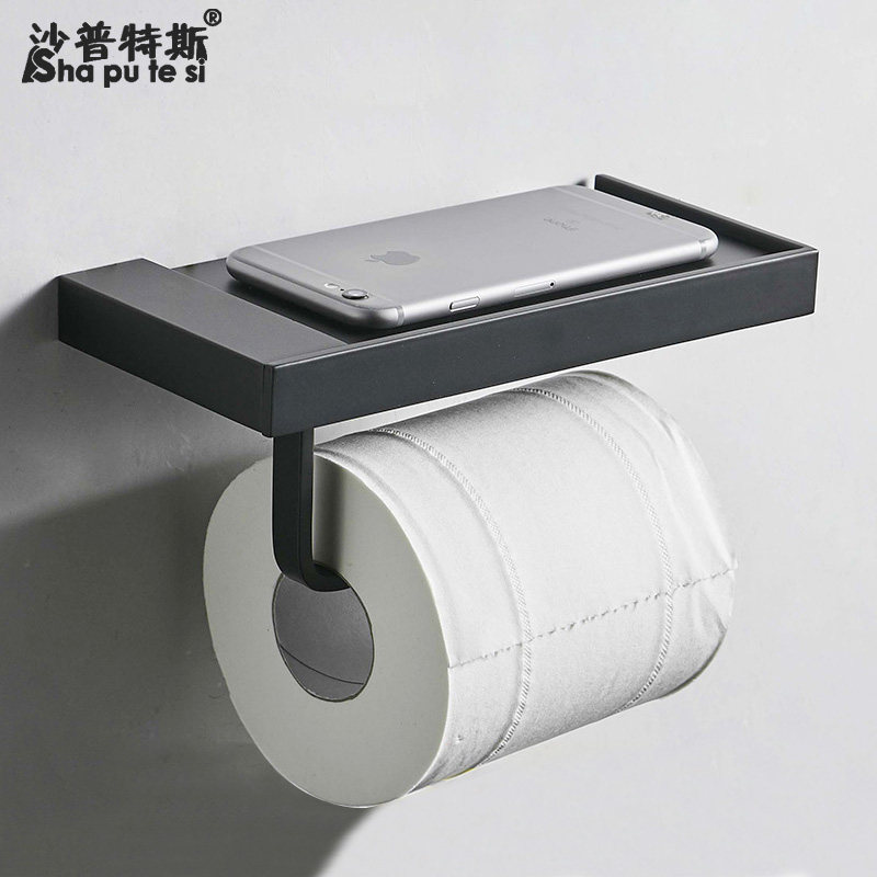 American storage toilet paper holder All copper powder room black tissue box Bathroom pendant toilet mobile phone roll toilet paper holder Gold