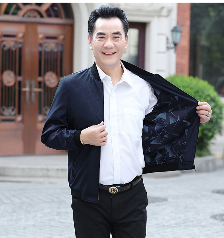 Playboy cha mùa thu áo khoác mỏng trung niên áo khoác nam mùa thu và mùa đông 40 tuổi 50 quần áo nam trung niên áo khoác form rộng