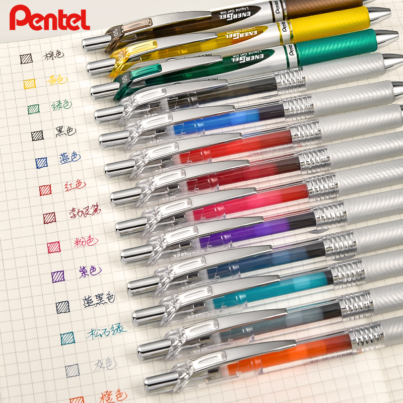 Japan Pentel Pai Gel Pen 0 5mm Press Students to Use Test Gel Pen Quick Drying Stripe Transparent Rod Needle Tip Black Water Pen energel BLN75