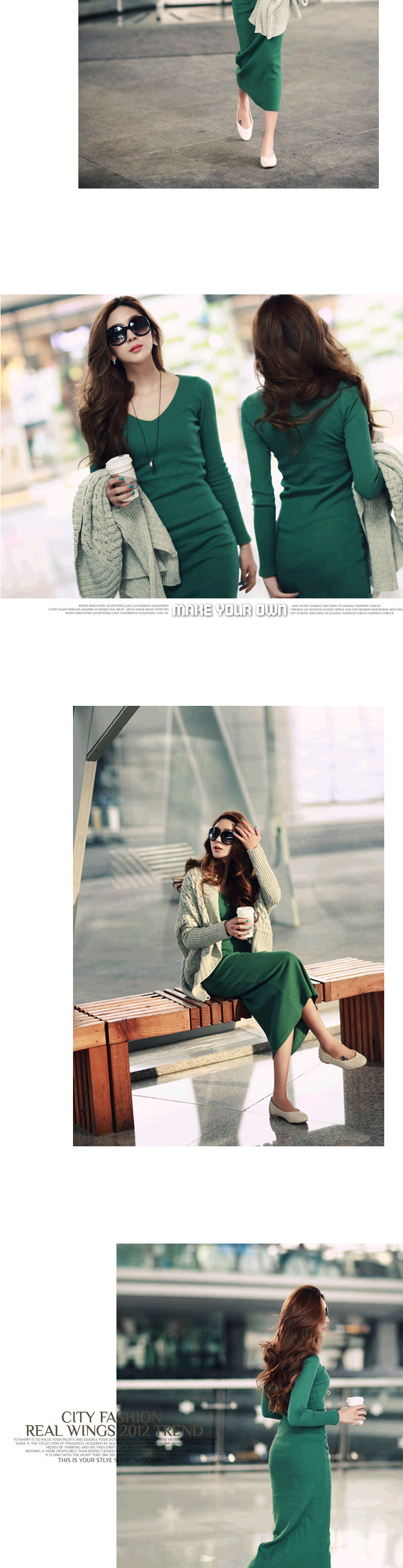 Korean women's new autumn and winter long-sleeved long knitted long skirt Slim base skirt NSYF1078