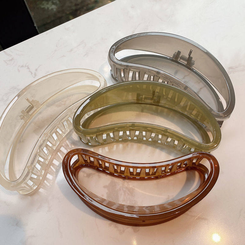 Korean New Style New Color Half-Moon Hollow 13cm Large Capacity Hair Claw Shark Clip for Women with Thick Hair