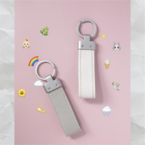 Handmade simple leather sheepskin Keychain Car pendant couple birthday custom gift inside handmade leather goods