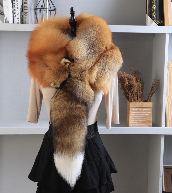 Fox Fur Collar Made of Whole Genuine Fur, Winter Fur Collar for Men and Women, Winter Warm Scarf Shawl 