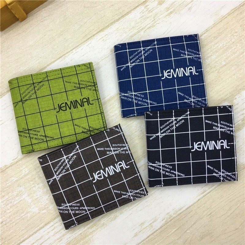 Personality trendy thin wallet men's Korean version of the tide brand ultra-thin canvas short cloth wallet boys simple student trend fashion