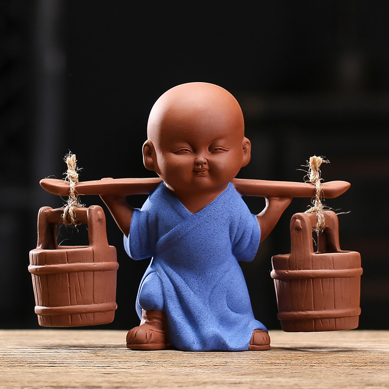 Little monk Zen Chinese-style living room home decoration creative ceramic hydroponic small flower device office desktop home decoration
