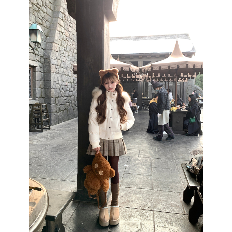 Chumeng Pokemeng Cupid Bella 90 New National Standard White Duck down Slim Fit Fleece-Lined down Jacket with Raccoon Fur