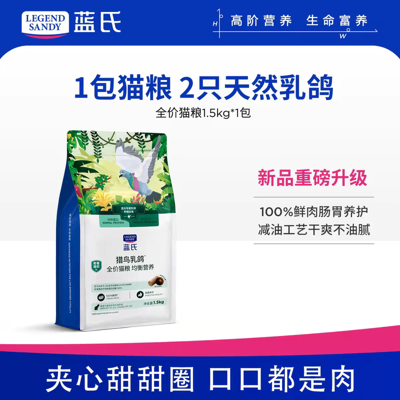 [Big Upgrade] Blue's Cat Food: Freeze-Dried Game Pigeon with Raw Meat for Adult and Kitten Cats, 1.5kg