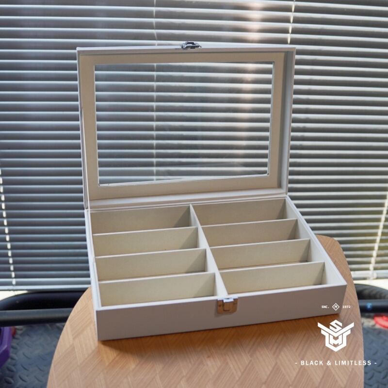 8-Compartment Large-Capacity Glasses Storage Box Pu Leather with Skylight Glasses Display Box Sunglasses Collection Box