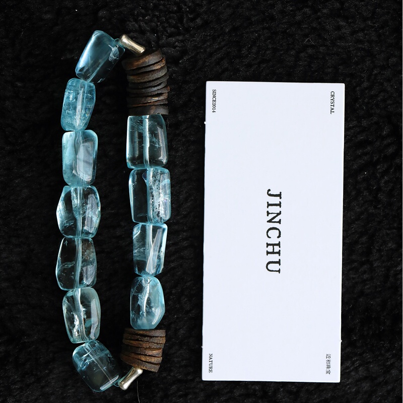 【Ngtc Certified】Glue-Free, Acid-Free Natural Aquamarine Bracelet, Agarwood Bracelet, Hydrating Wood, Vintage Raw Mineral 【Ngtc Certified】Glue-Free, Acid-Free Natural Aquamarine Bracelet, Agarwood Bracelet, Hydrating Wood, Vintage Raw Mineral
