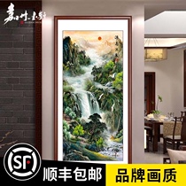 Entrance decorative painting Vertical corridor aisle Landscape painting Feng Shui lucky entrance hall Living room hanging painting Chinese frescoes