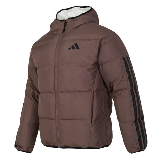 Мужская двусторонняя спортивная пуховая куртка Adidas 2024, зимняя, с капюшоном, повседневная, ветрозащитная, теплая, модель JM4622