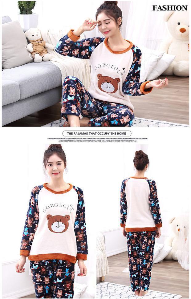 Mùa thu và mùa đông làm dày đồ ngủ của nam giới cộng với phân bón để tăng flannel san hô trung niên và già bộ đũi nam