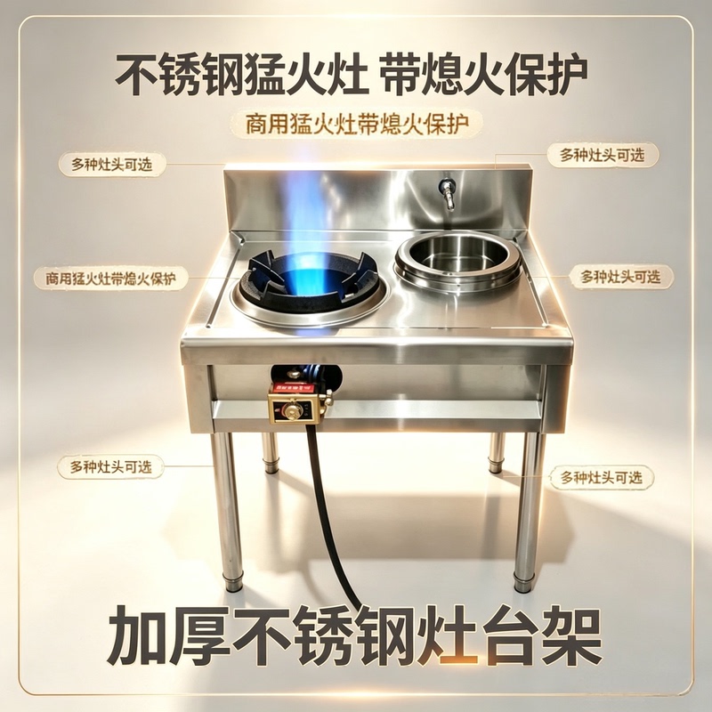 Commercial High-Power Stove with Interest-Free Installment Options for Liquefied Gas and Natural Gas, Stainless Steel Wok Stove for Restaurants, Medium-High Pressure Outdoor Stove Commercial High-Power Stove with Interest-Free Installment Options for Liquefied Gas and Natural Gas, Stainless Steel Wok Stove for Restaurants, Medium-High Pressure Outdoor Stove