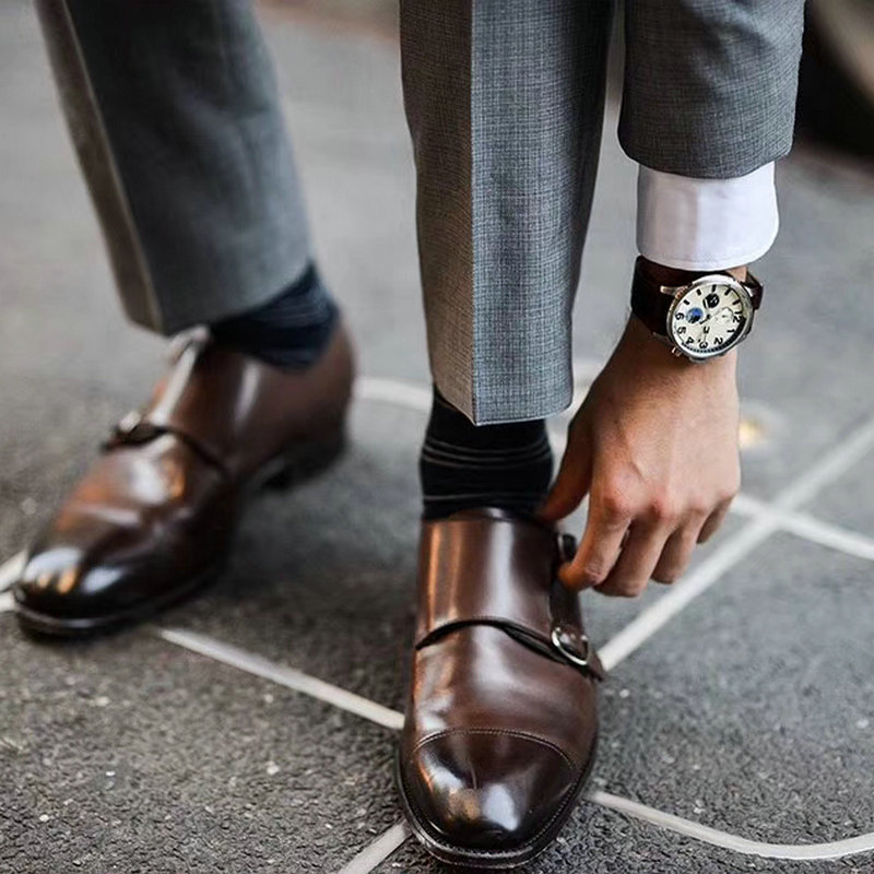 Monk British Style Monk Shoes Pointed Toe Genuine Leather Buckle Monk Shoes Men's Business Formal Small Size 37 Men Shoes Monk British Style Monk Shoes Pointed Toe Genuine Leather Buckle Monk Shoes Men's Business Formal Small Size 37 Men Shoes