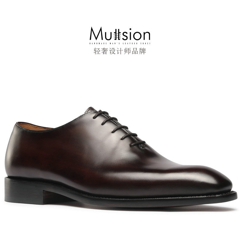 [Inseam Stitching Series] Whole Cut Italian Handmade Oxford Shoes, Business Formal Leather Shoes, Men's Shoes, Small Size