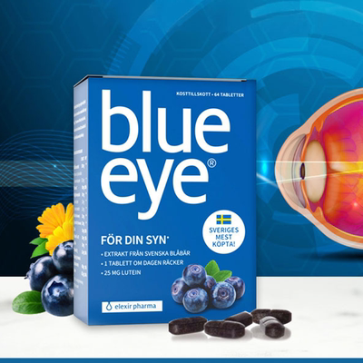 瑞典进口blue eye蓝莓叶黄素护眼儿童护眼片中老年成人越橘保健品