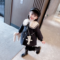 Baby girl coat 2022 autumn and winter new cotton clothes Korean version of foreign style childrens girls winter thickening childrens clothes cotton clothes