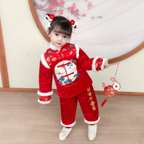 One-year-old New Years clothing girl baby Tang suit Chinese style girl thickened winter warm little girl Chinese New Year Hanfu