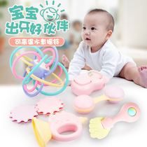 Rattle teether can be boiled 0-2 years old baby toy 3-6-12 months baby puzzle hand grab Manhattan ball cloth book 1