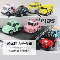 Childrens simulation ambulance police car Alloy car model boy baby mini car Classic car Pull back toy car