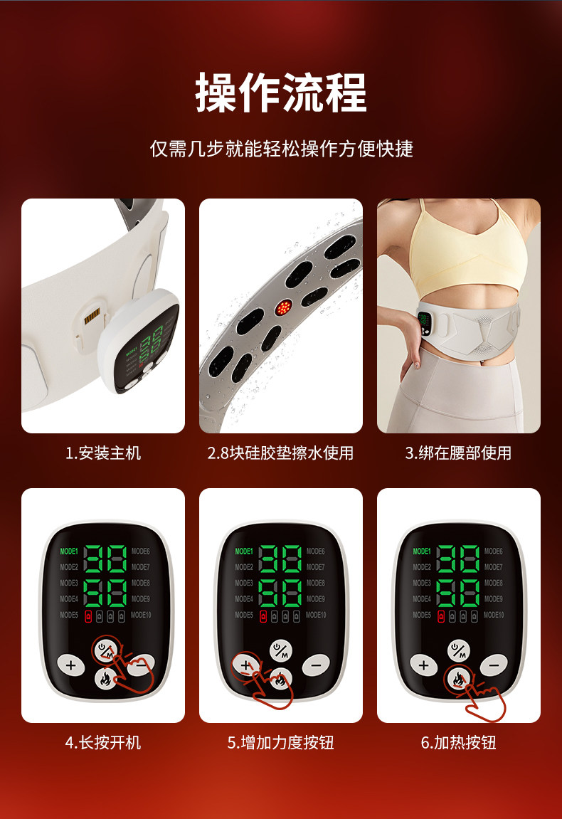 ems微电流穿戴健身仪 ems脉冲塑形瘦身减脂腰带懒人健身暴汗提臀瘦妈妈臀凹陷锻炼神器