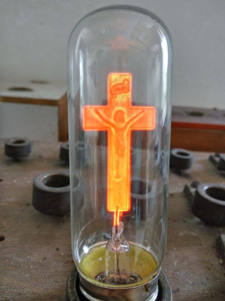 T30 E27 3W Flame Bulb Cross Jesus Flame Light Decorative Festive Light Bulb Church Home Light Bulb