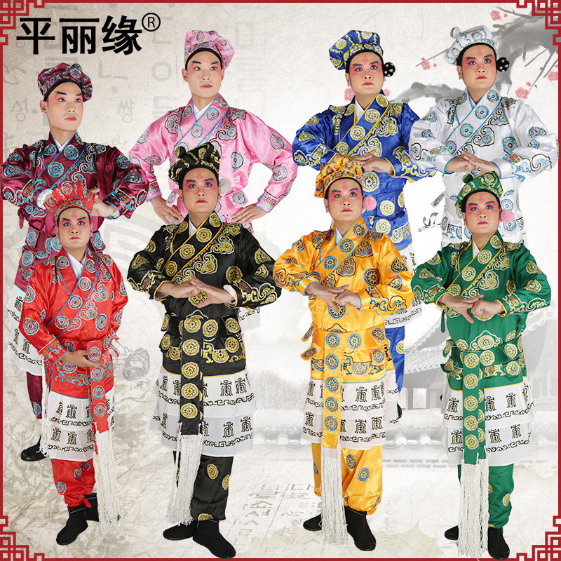 Peking Opera Wu Shengwu will hit the clothes and opera hug and coat the clothes and pants hero clothes for the small life and the flower face satin and golden flower hug-Taobao