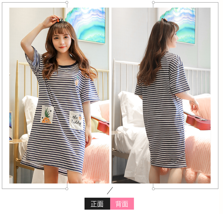 Bộ đồ ngủ nữ cực rộng bằng vải cotton mùa hè phiên bản Hàn Quốc của váy ngủ cotton chất béo mm cộng với phân bón XL 200 kg cho bà bầu đầm nữ