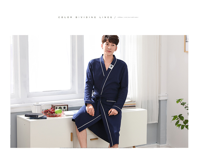 Áo ngủ đôi mùa xuân và mùa thu cotton dài áo choàng tắm nữ áo choàng nam dài tay mùa thu khách sạn đồ ngủ quần áo ngủ nam