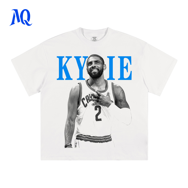 Mq Color-Contrasting Print Series Cavaliers Era Kyrie Irving Portrait Digital Print Pure Cotton Short-Sleeved T-Shirt