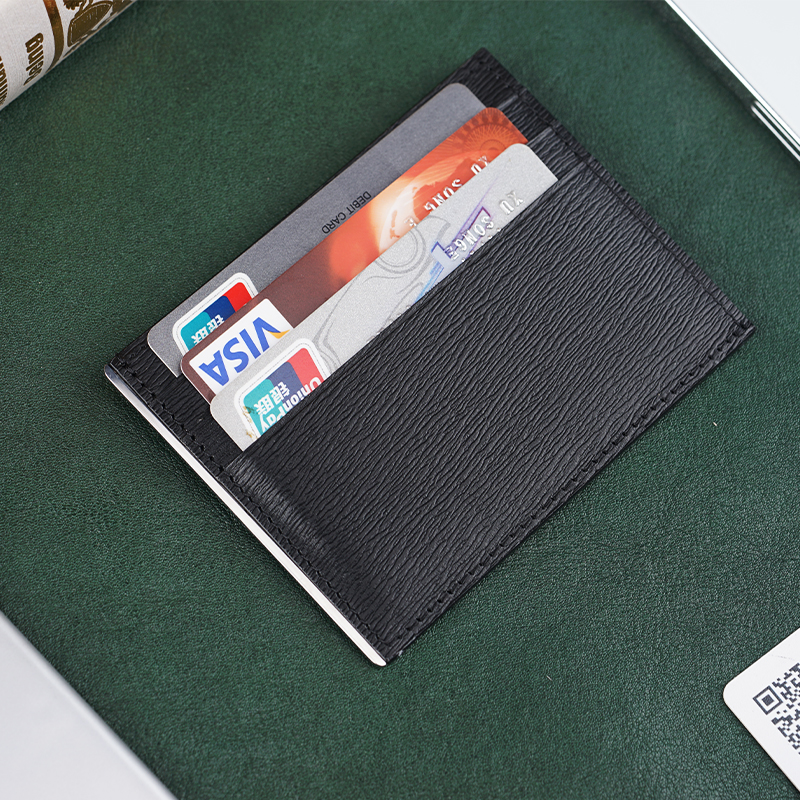 BELLPLAN stainless steel hardware card holder men's ultra-thin cowhide card holder simple one-piece multi-functional small card holder