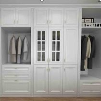  Whole house custom Nordic solid wood wardrobe economical log modern simple household bedroom flat door small apartment