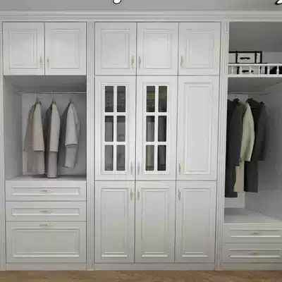 Customized whole house Nordic wood wardrobe economic log modern simple home bedroom swing door small apartment