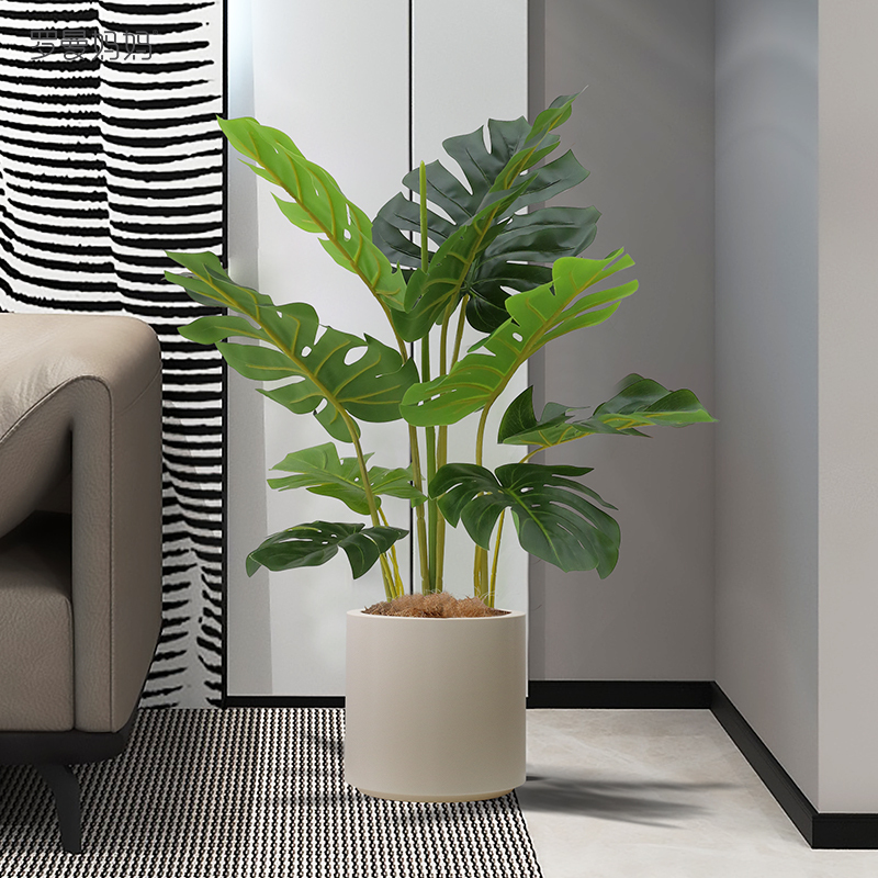 Roman's Mother's Artificial Monstera Potted Plant, Light Luxury Style Indoor Floor-Standing Window Decoration, Fake Green Plant Ornament Roman's Mother's Artificial Monstera Potted Plant, Light Luxury Style Indoor Floor-Standing Window Decoration, Fake Green Plant Ornament