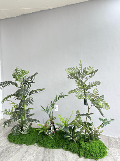 Artificial Green Plant Landscaping Combination, On-Site Real-Life Photography, Window Decoration, Fake Plant Landscape, Indoor Atmosphere Tree Ornaments