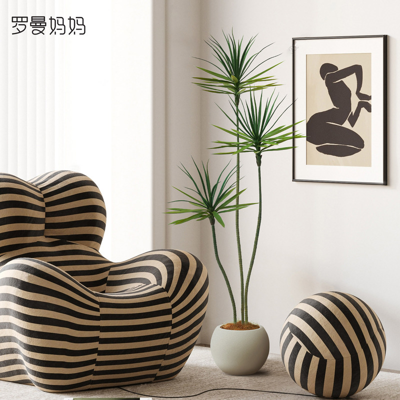 Artificial Green Plant Dracaena Millenaria, Bionic Floor-Standing Potted Plant, Light Luxury Green Plant, Indoor Wabi-Sabi Style Artificial Tree Plant