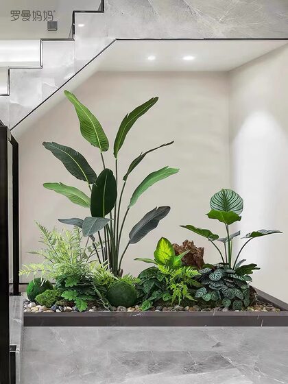Roman Mama simulated plant landscaping traveler banana potted green plant decoration indoor landscaping ornaments under the stairs