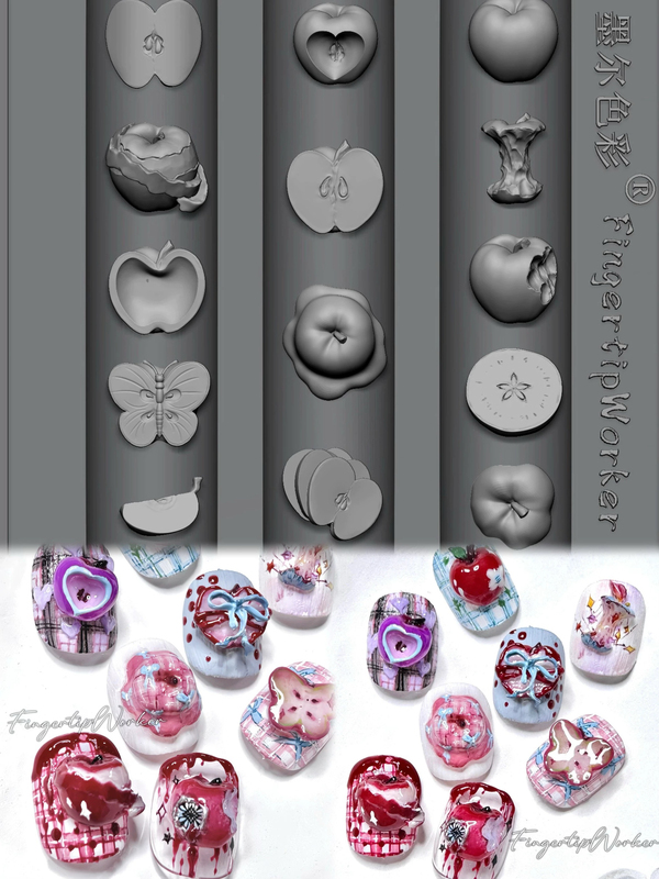 Fingertipworker｜Collaboration with Melbourne Color, Unique and Diverse, Super Beautiful and Exquisite Apple Nail Art Molds